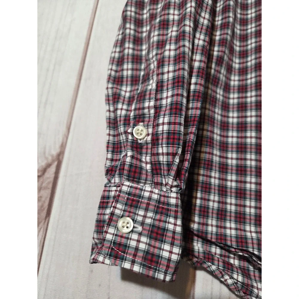 Ralph Lauren‎ Boys Red Plaid Cotton Button Down Shirt Size M 10-12 Long Sleeve